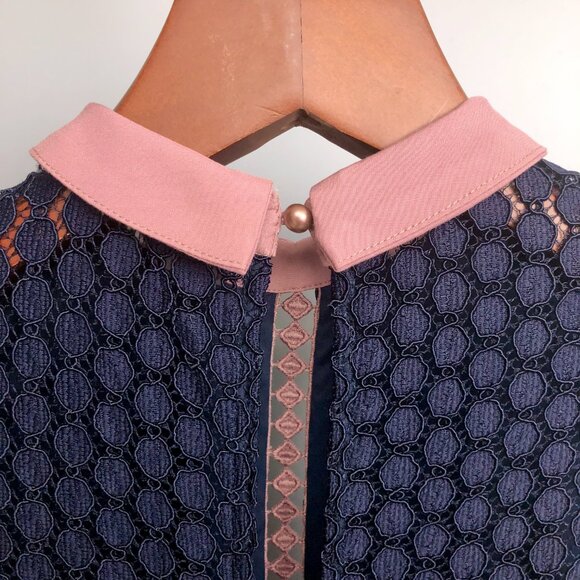 Like New Simons Lace A-Line Collared Sleeveless Midi Dress Size Small - Picture 8 of 10